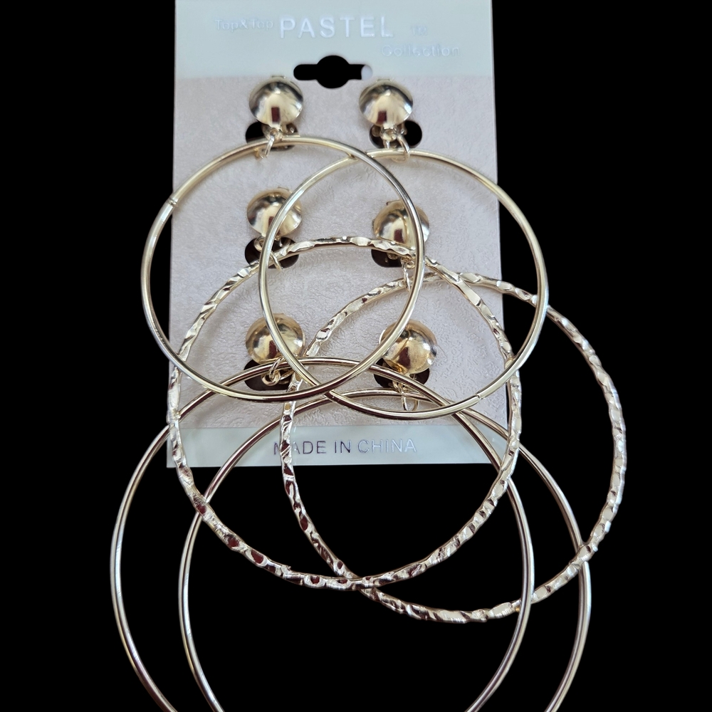 Pastels Clothing Gold Multi-Hoop Earring Set Clip On